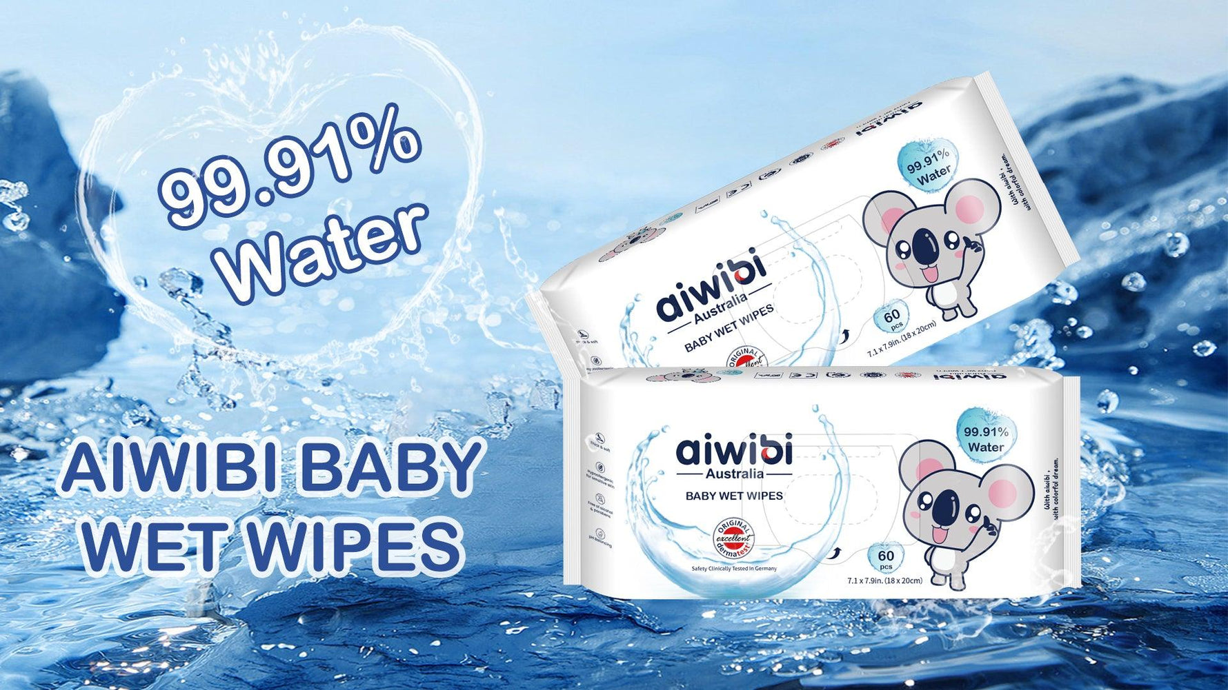 AIWIBI BABY WATER WIPES - 99.91% Purified Water