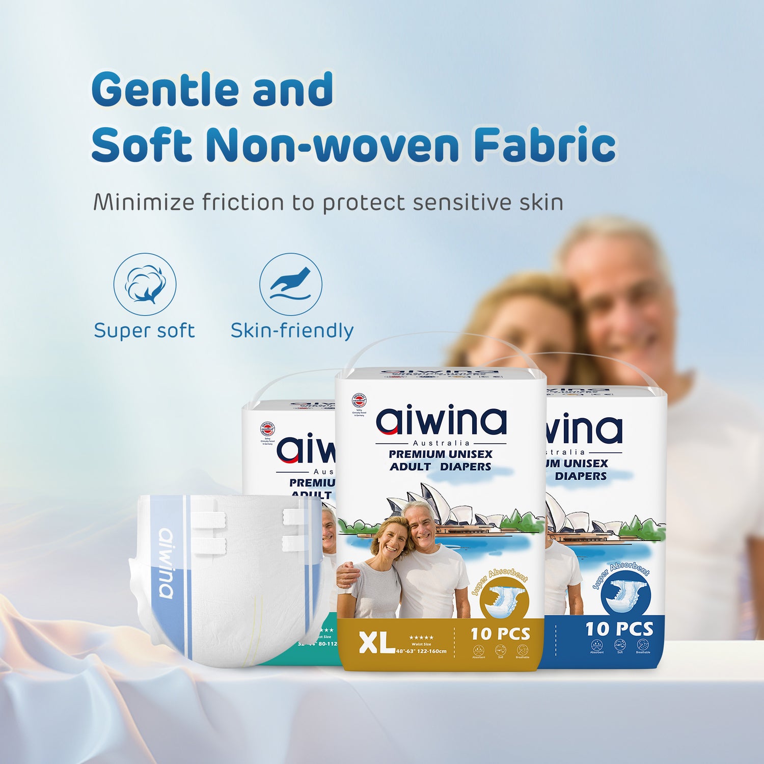 Aiwina Premium Unisex Adult Diapers – Soft, High Absorbency & Leak Protection (10 Pcs)