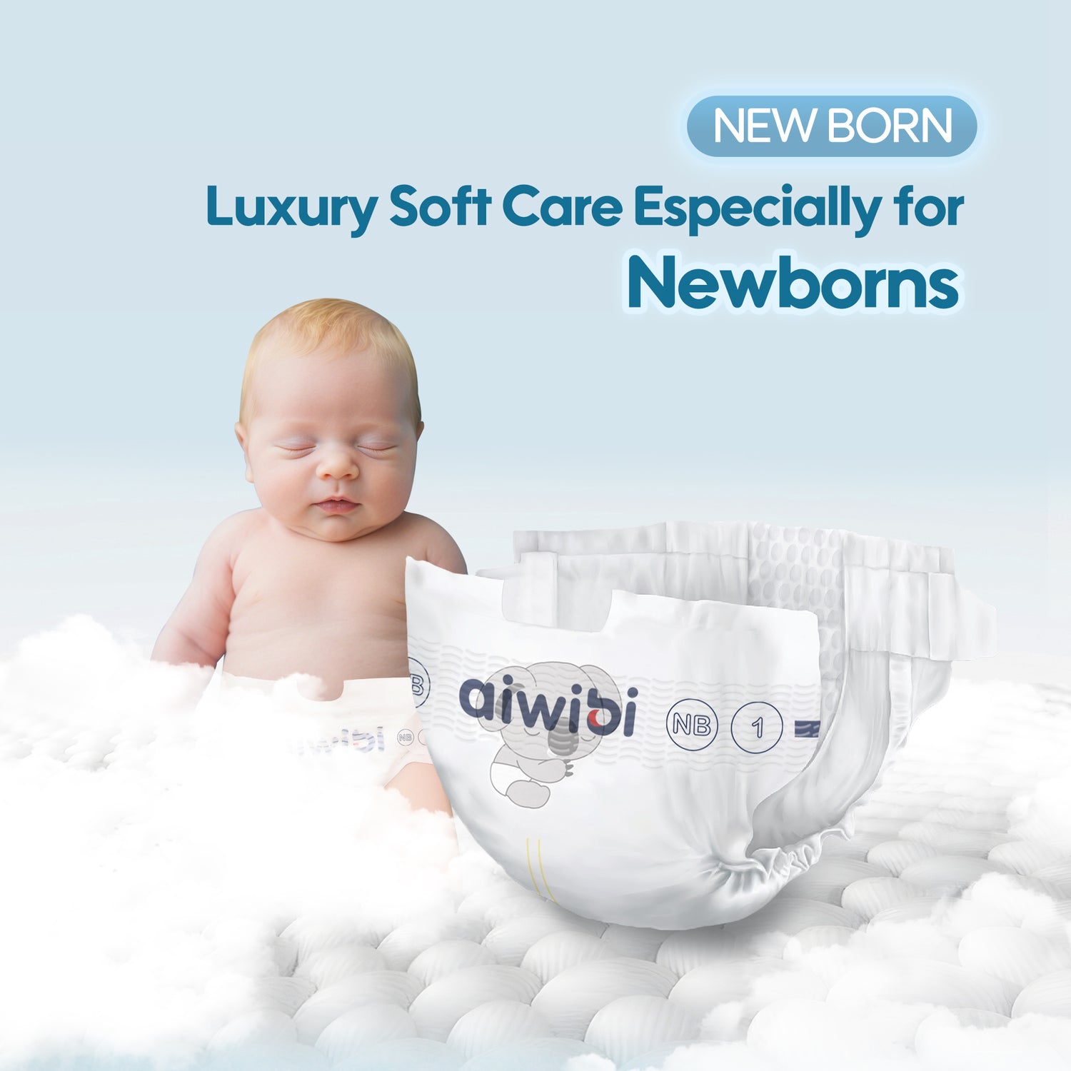 Aiwibi Premium Natural Newborn Diapers – Ultra Soft, Gentle Care-22Pcs
