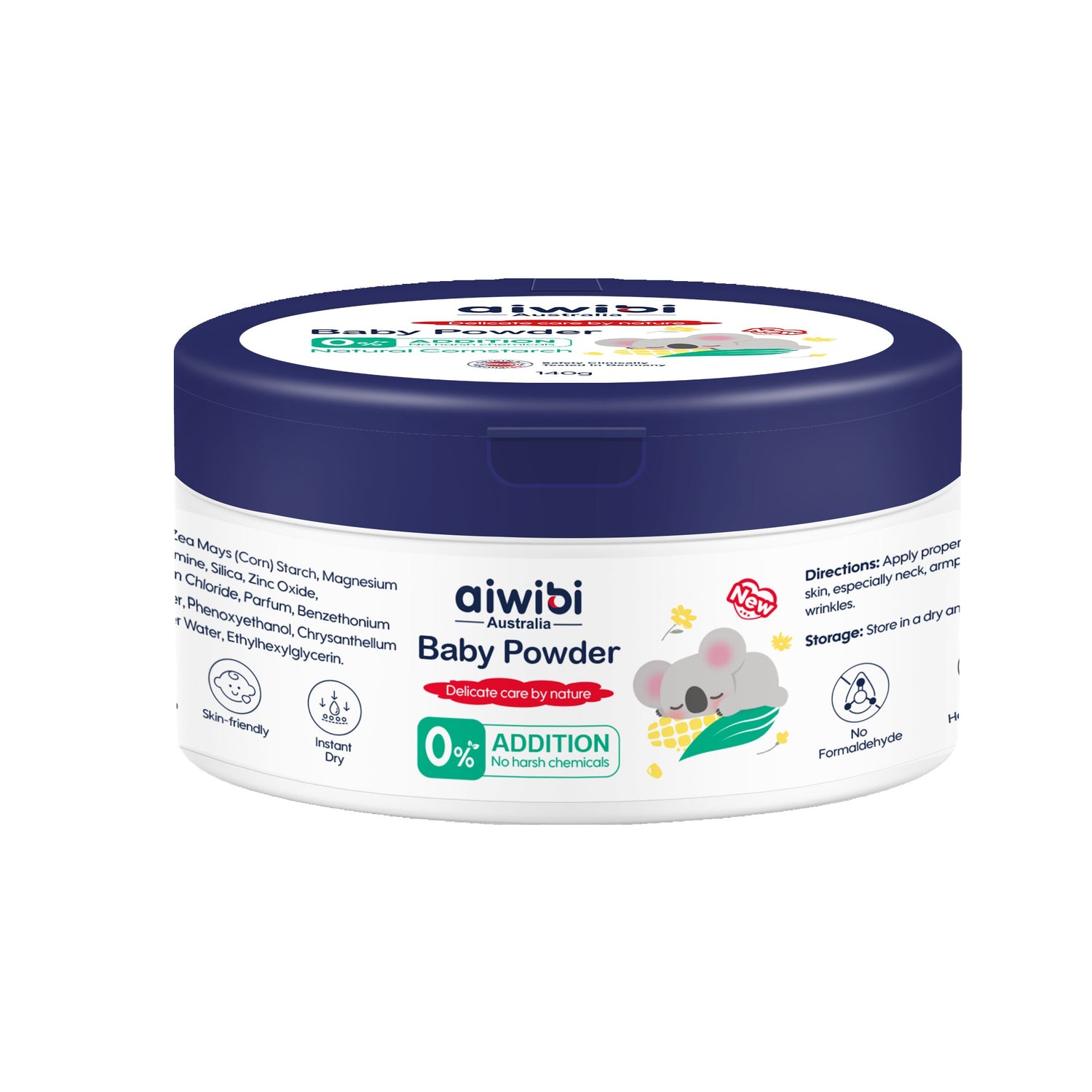 Aiwibi Baby Powder – Talc-Free, Hypoallergenic Care with Chamomile & Cornstarch (140g)