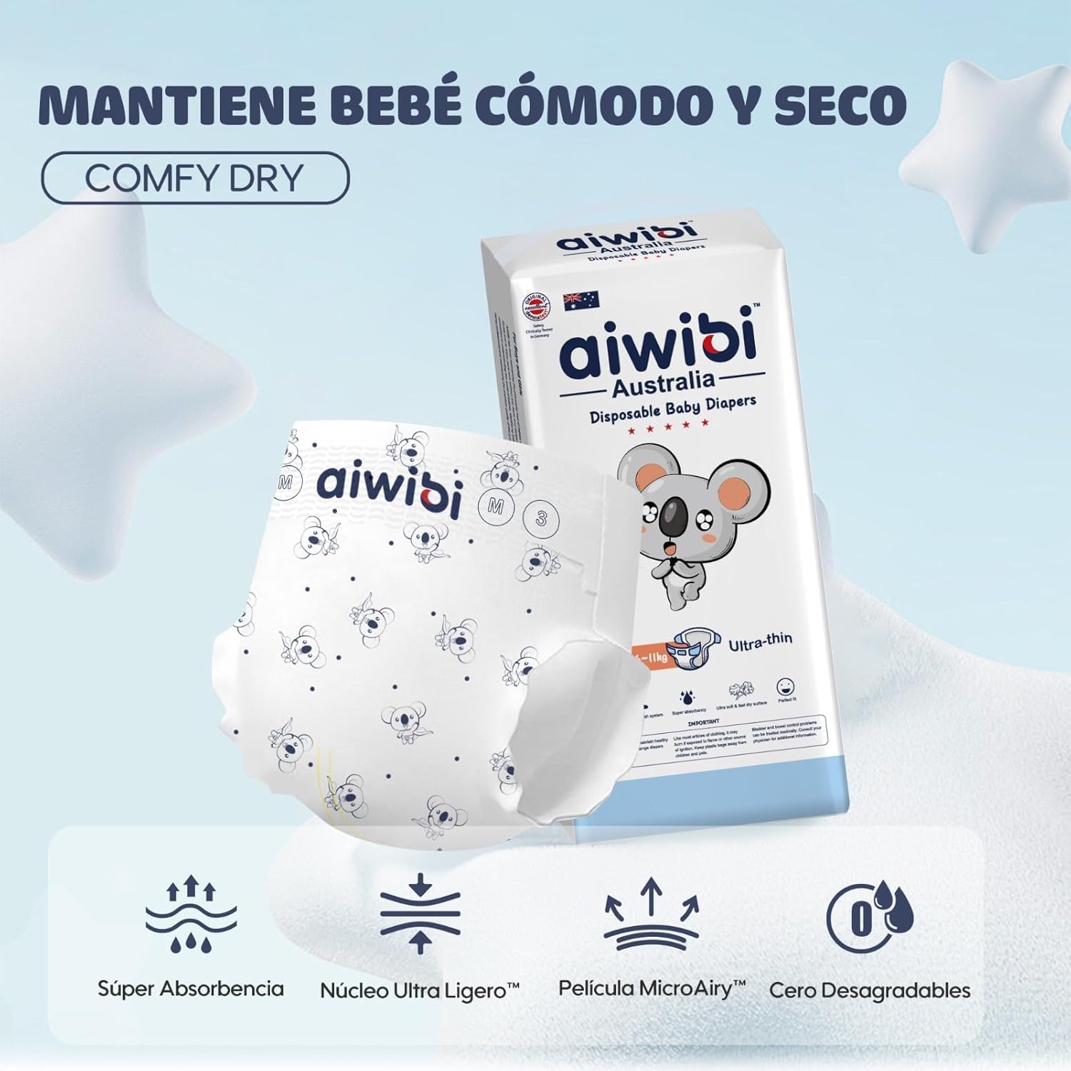 حفاضات أطفال أيويبي كومفي دراي - مريحة وماصة - مقاس M (6-11 كجم) - 48 قطعة - حماية طوال اليوم