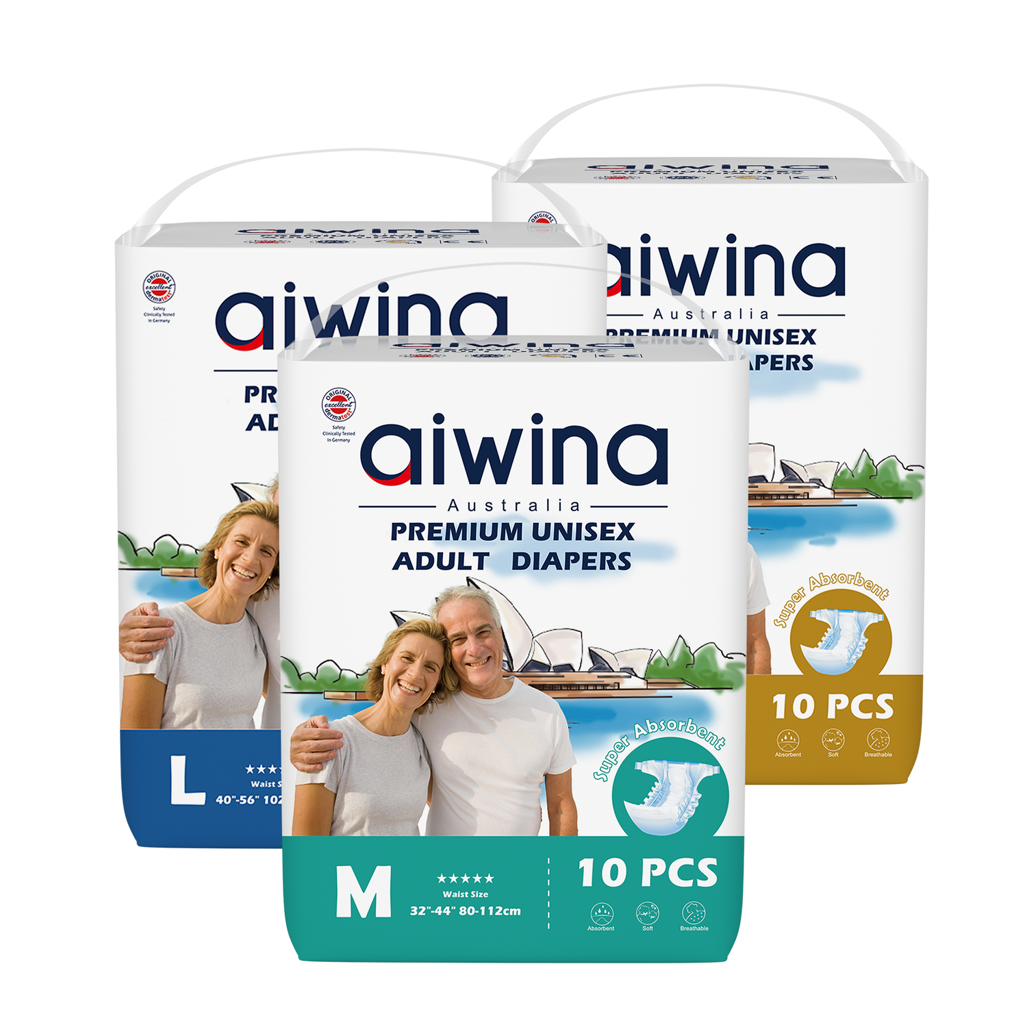 Aiwina Premium Unisex Adult Diapers – Soft, High Absorbency & Leak Protection (10 Pcs)