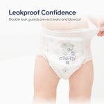 Aiwibi Comfy Dry diaper pants feature dual leak-proof side panels.