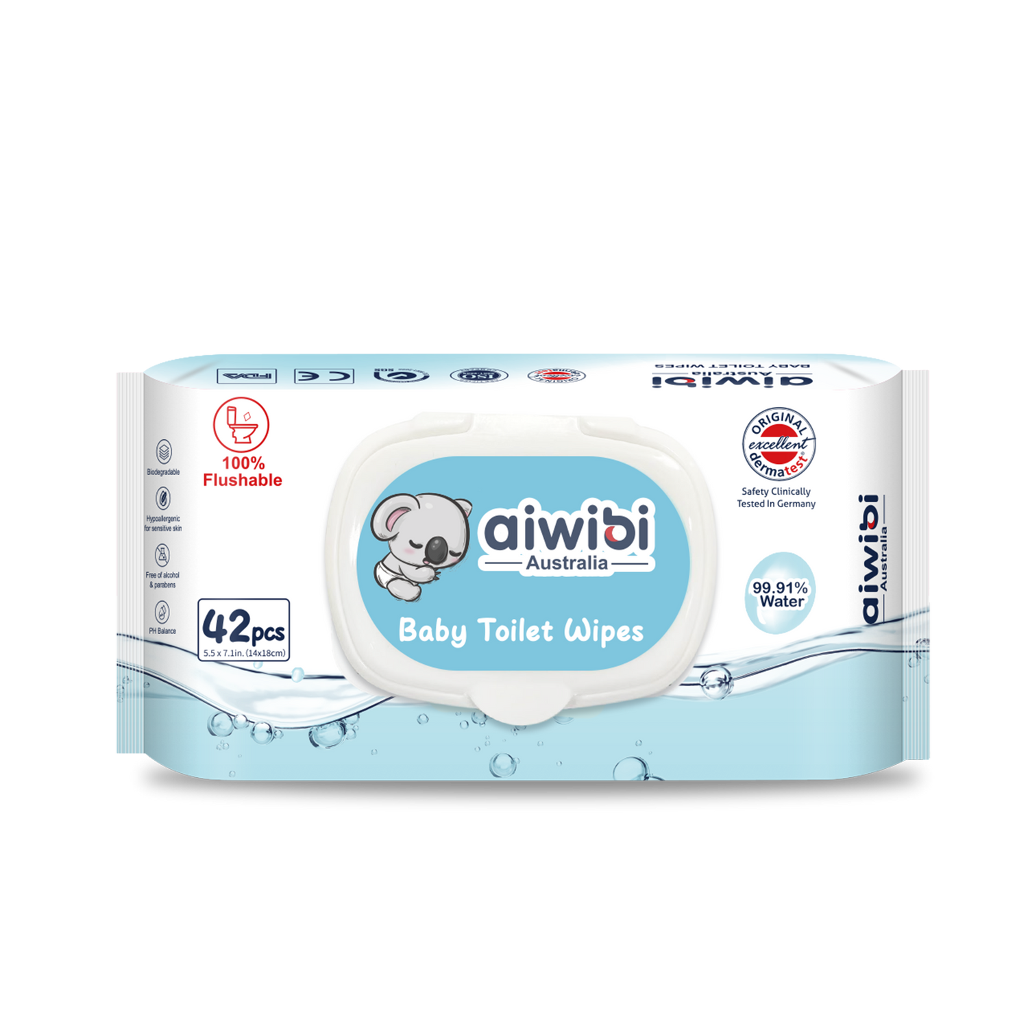 مناديل المرحاض القابلة للتحلل الحيوي بنسبة 100% من أيويبي - قابلة للرمي في المرحاض، لطيفة وصديقة للبيئة (42 قطعة)