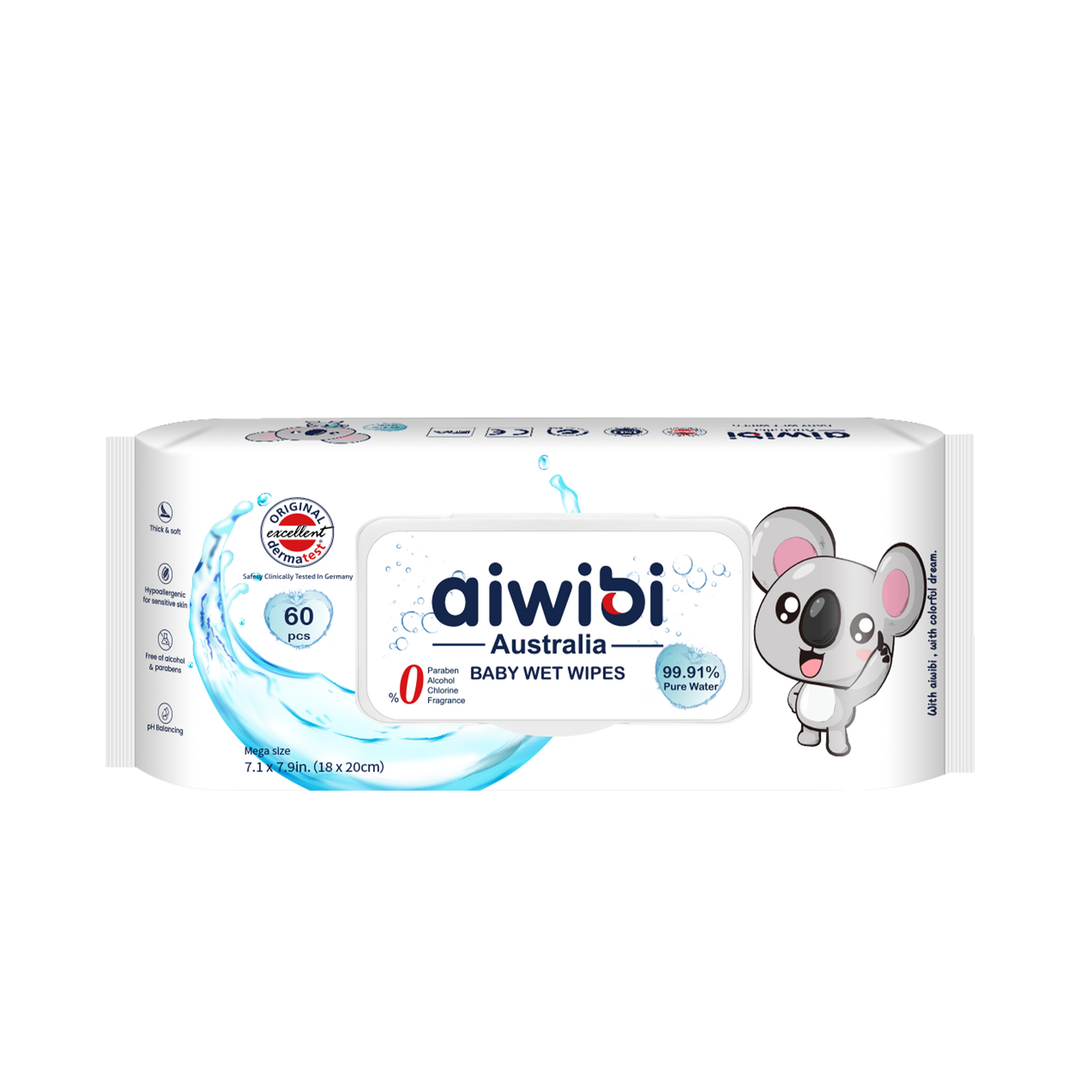 Aiwibi Pure Water Baby Wipes – Gentle, Hydrating & Alcohol-Free (60 Pcs)