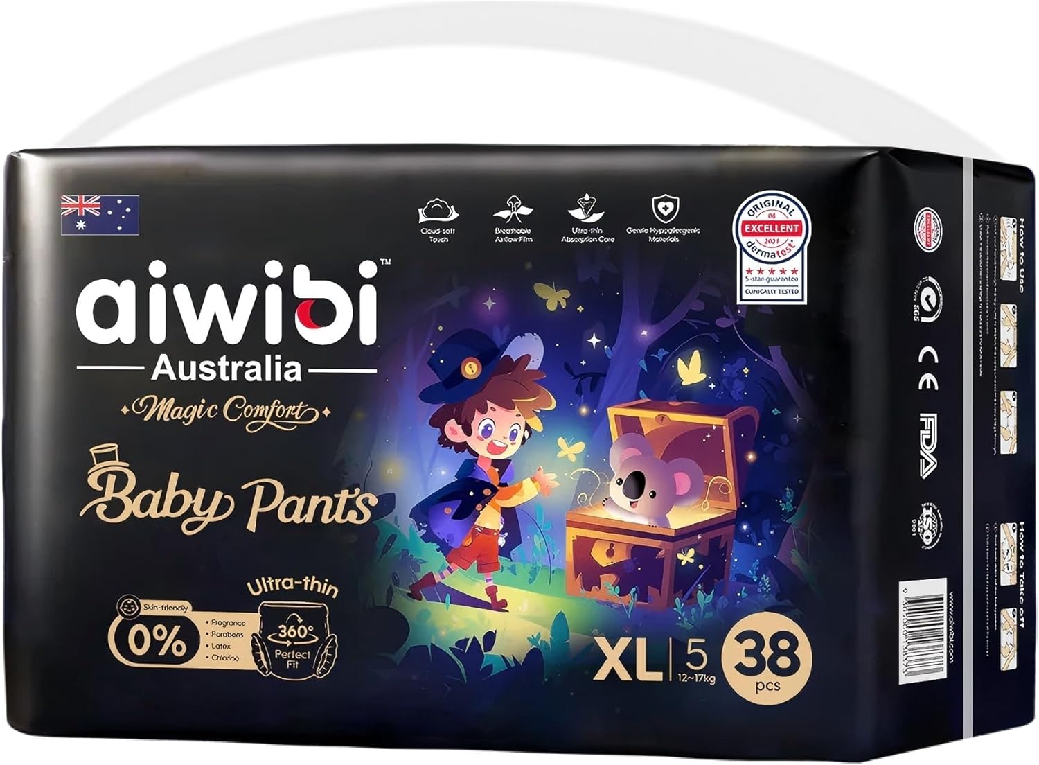 Aiwibi Magic Comfort Baby Diapers Pants, Ultra-Thin Pull-Up Pants, Soft 360° Fit with 100% Leak Protection & Superior Quality, Comfortable Diaper Pants for Babies