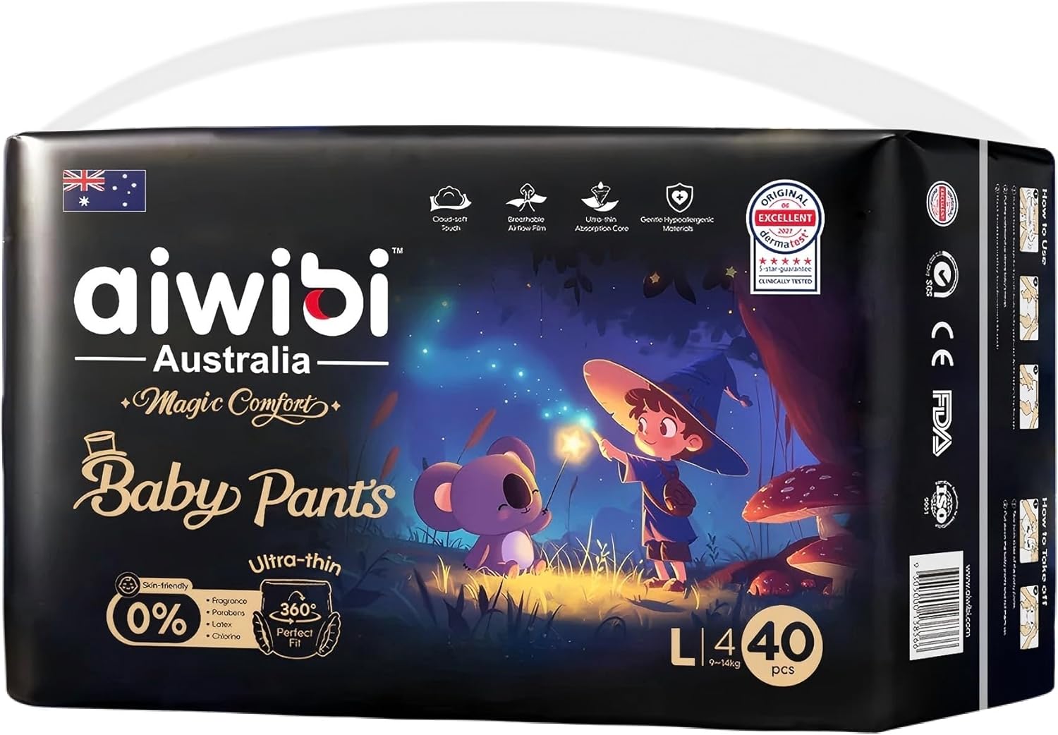 Aiwibi Magic Comfort Baby Diapers Pants, Ultra-Thin Pull-Up Pants, Soft 360° Fit with 100% Leak Protection & Superior Quality, Comfortable Diaper Pants for Babies