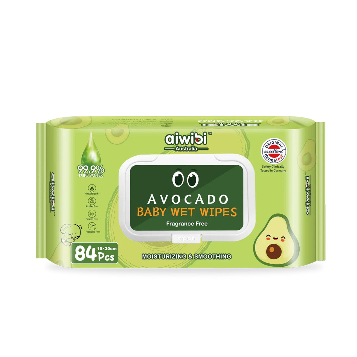 مناديل مبللة للعناية العضوية برائحة الأفوكادو من أيويبي - خالية من العطور - 84 قطعة