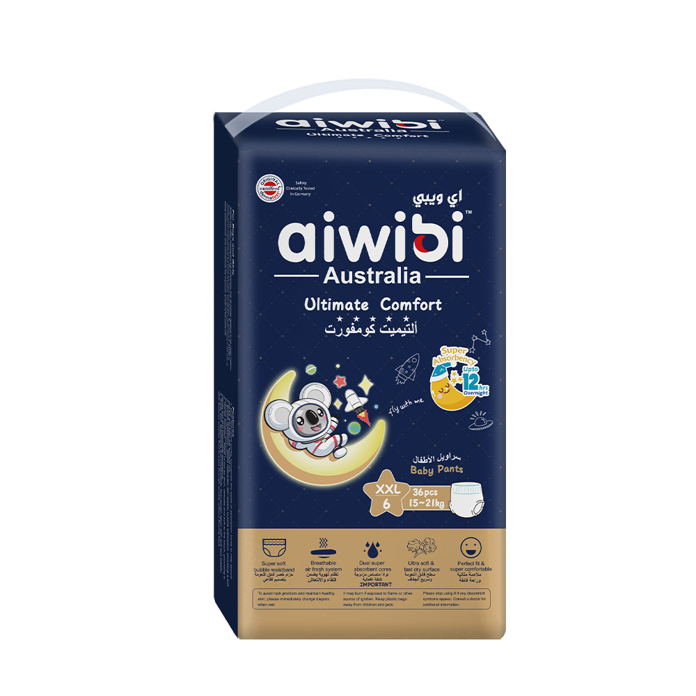 Aiwibi Premium Overnight Baby Pants – Ultra Absorbent, Size 6 / XXL (15–21 kg), 36 Pcs