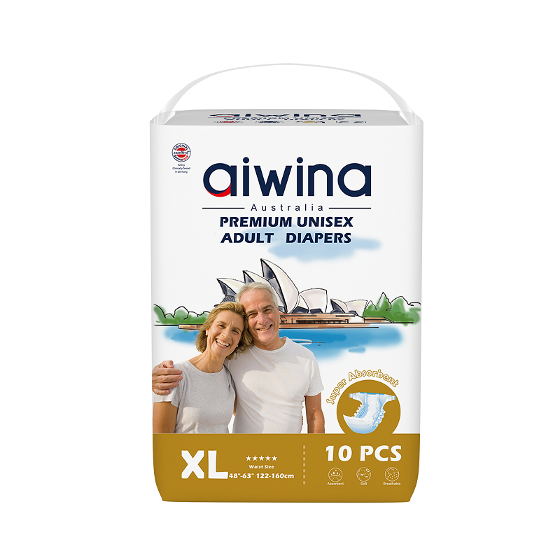 XL Size Adult Diaper | Soft Incontinence Diapers for Adults, 10PCS, Fits Waist 122-160cm.
