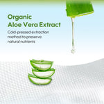 Organic aloe vera extract with slices and liquid droplet on a white background