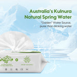 Kulnura natural spring water packaging with a mountain and water splash background
