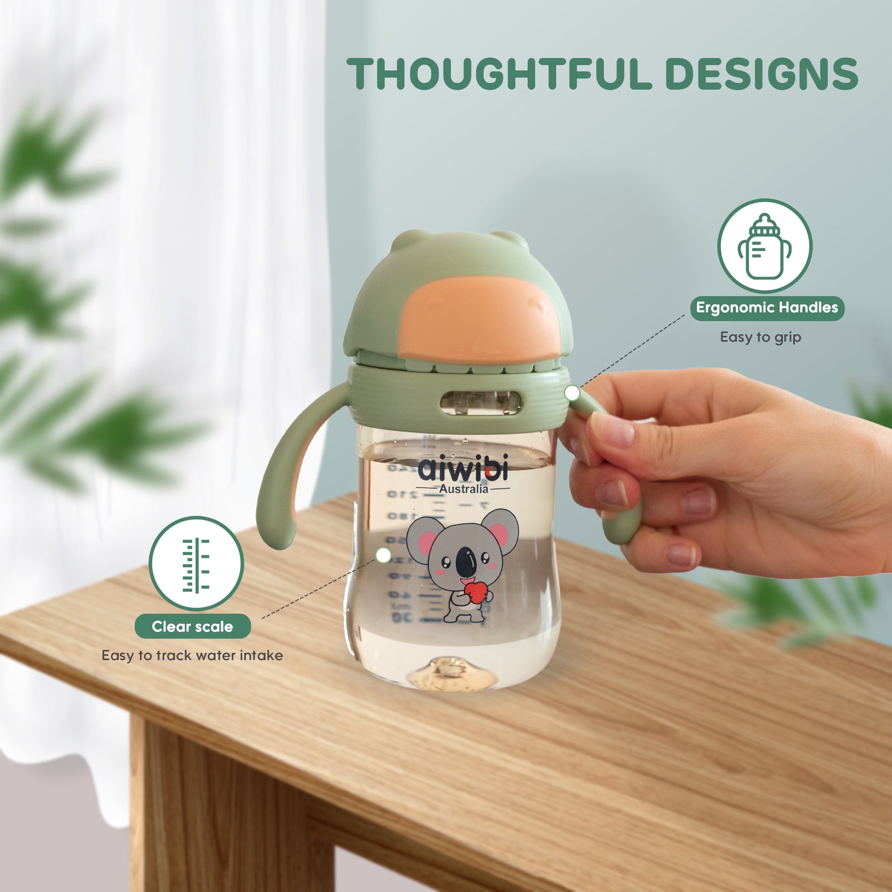 Comfortable handle & accurate scale for easy feeding.