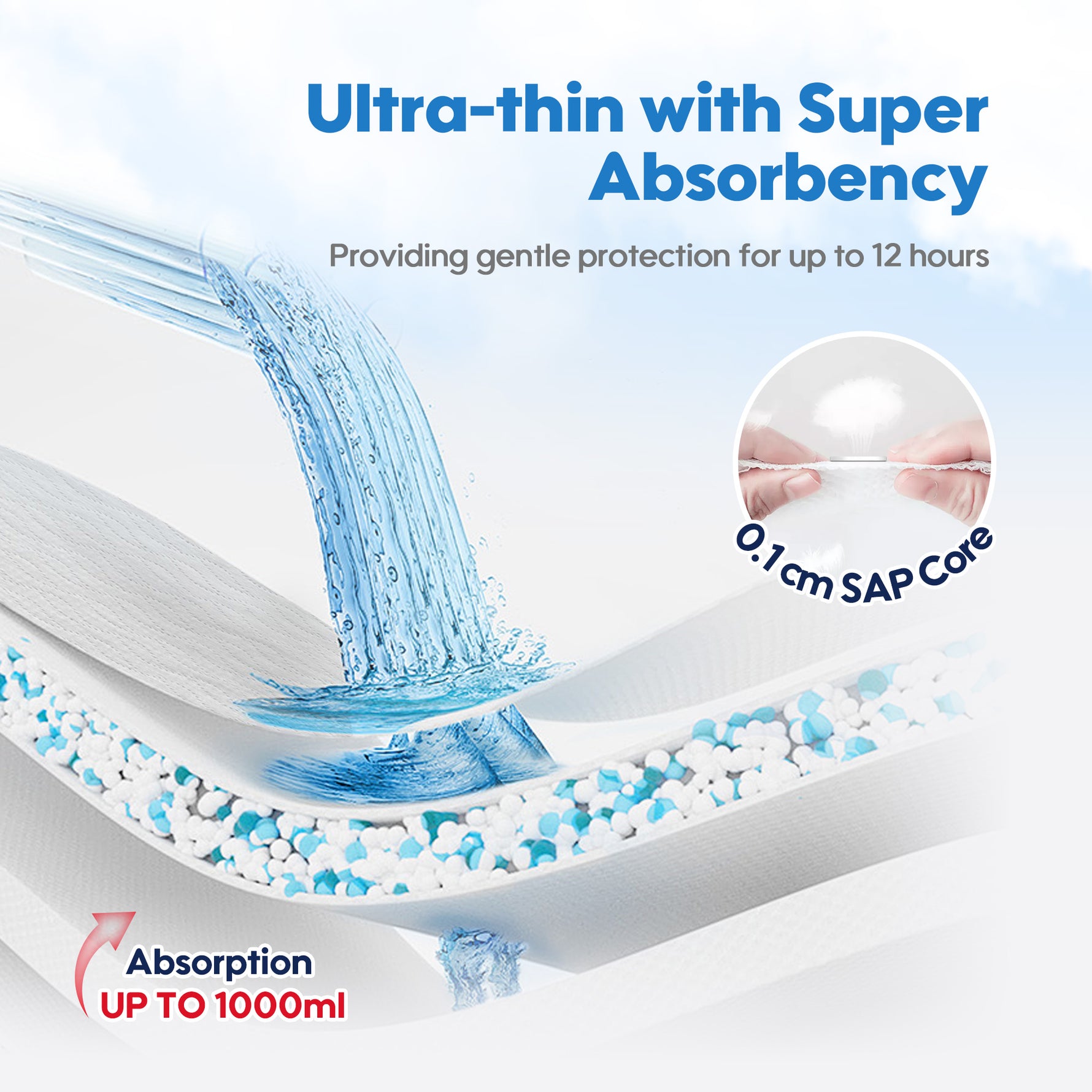 Aiwibi comfy comfort diapers are ultra-thin and highly absorbent, with a maximum absorption capacity of 1,000 ml.