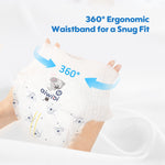 Aiwibi diapers pants feature a 360° ergonomic waistband design that conforms to the body's contours