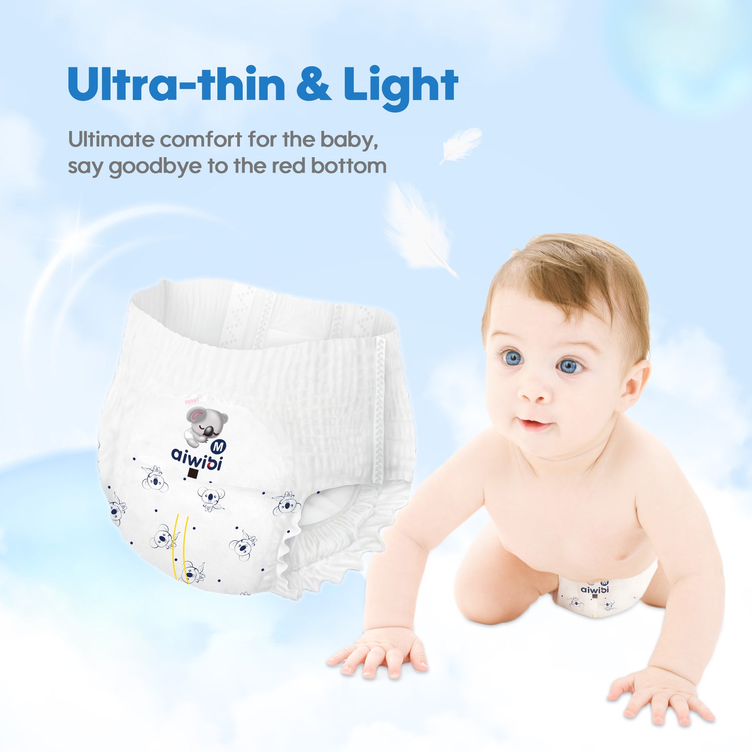 Aiwibi diapers are ultra-thin & Light, breathable materials that help prevent diaper rash.