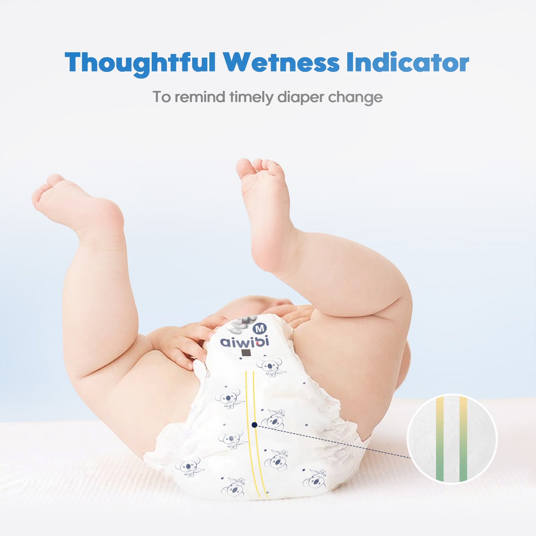 AIWIBI diapers pants feature a wetness indicator, allowing parents to change the diaper promptly based on the color.