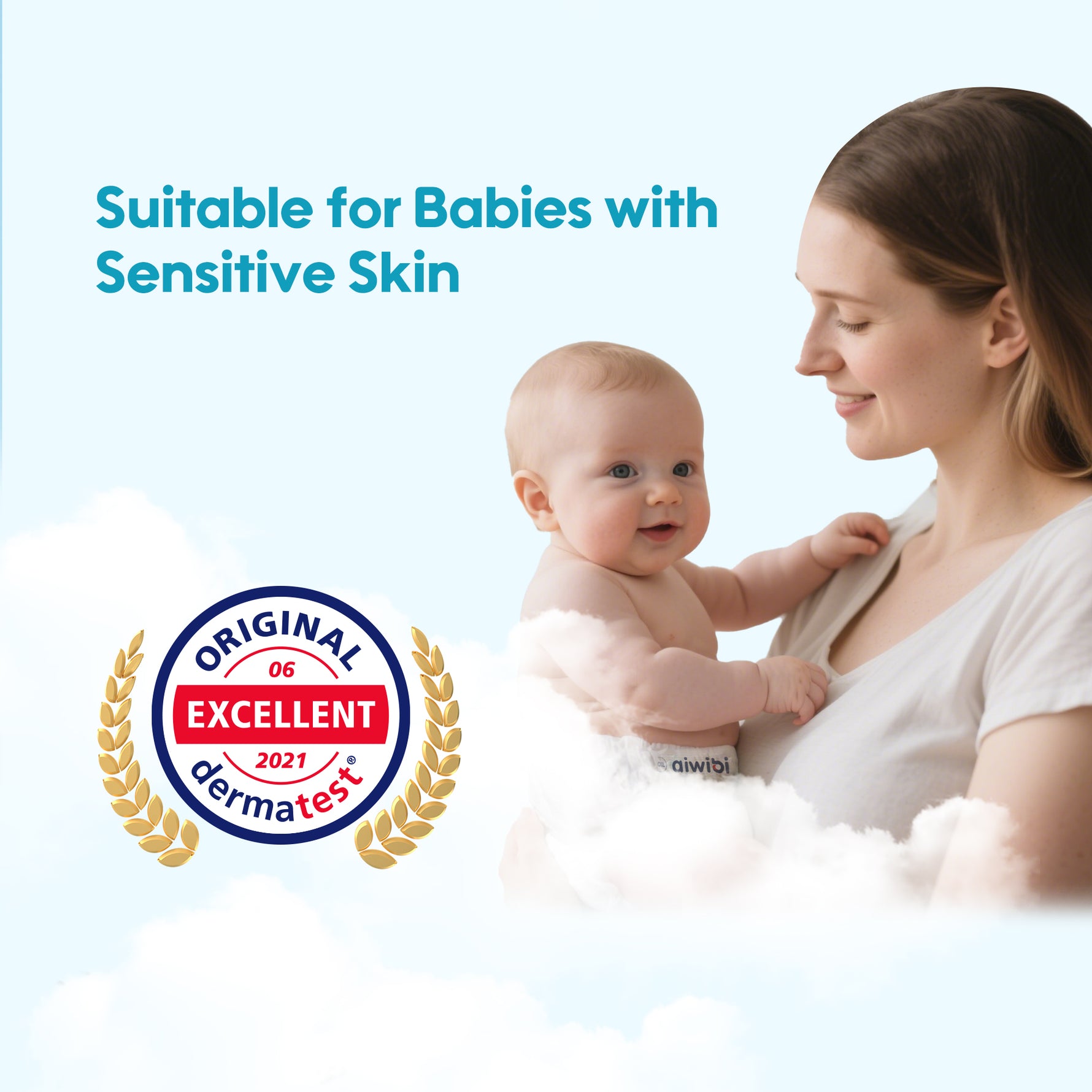Dermatest-certified aiwibi diapers that are gentle on your baby’s sensitive skin.