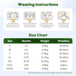 Aibaby Royal Comfort Baby Pants Size Chart. Parents can select the appropriate diaper size based on their baby's age in months, weight (preferred), and waist circumference.