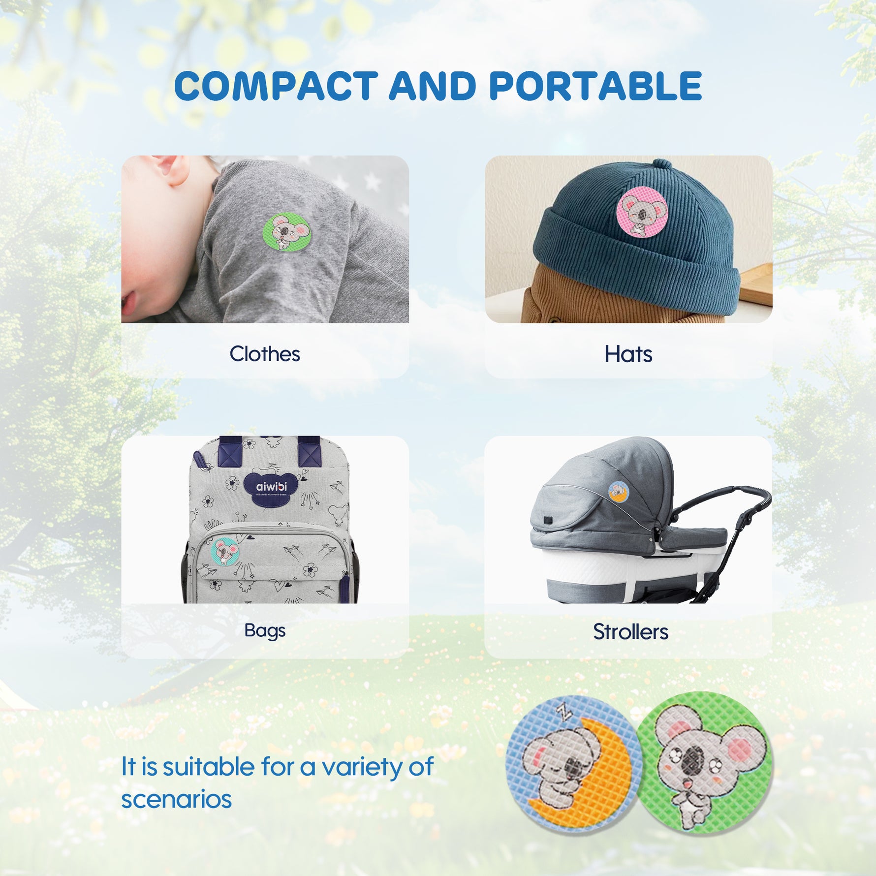 Aiwibi baby mosquito patches are suitable for a variety of scenarios.