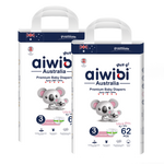 Two packs of Aiwibi Royal Comfort Diapers pack, size M (3), suitable for babies weighing 6kg to 11kg.
