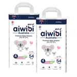 Two packs of Aiwibi Royal Comfort Diapers pack, size L (4), suitable for babies weighing 9kg to 14kg.