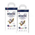 Two packs of Aiwibi Royal Comfort Diapers pack, size XL (5), suitable for babies weighing 12kg to 17kg.